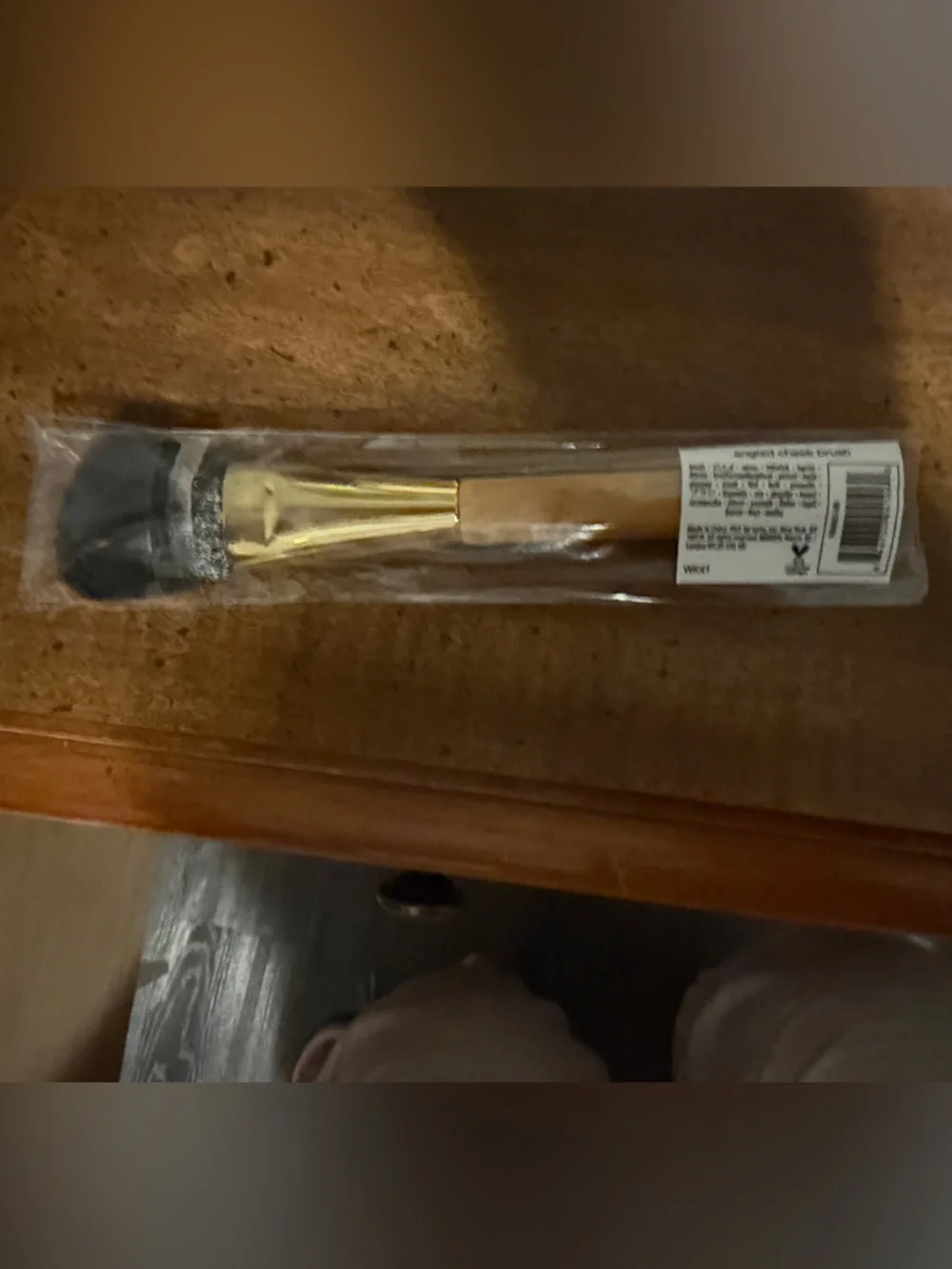 tarte Gold and Black Makeup Brush with Wood Handle